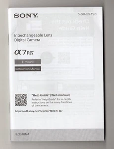 Sony A7RIV / A7R IV / Alpha 7R IV Camera Instruction Manual In English - Picture 1 of 6