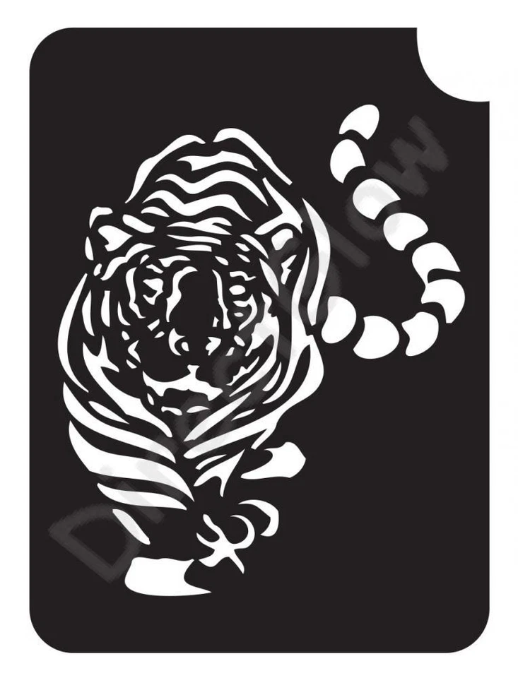DIRECTGLOW LLC Tiger 1003 Body Art Glitter Makeup Tattoo Stencil 2.75" x 3.75"- 5 Pack