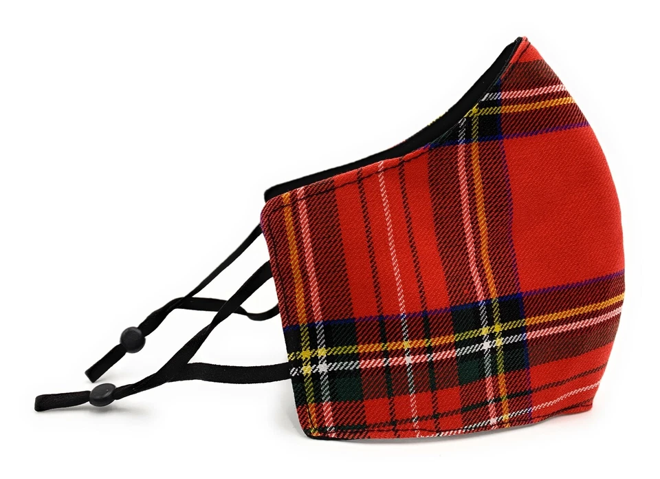 TARTAN TWEEDS Royal Stewart Tartan Face Mask With Adjustable Straps Triple Layered Reusable