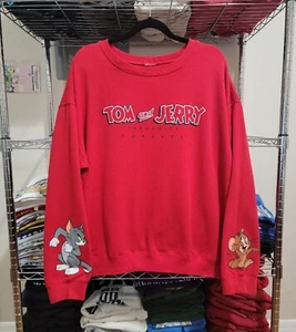 Tom and Jerry Men's Size XL Red Vintage Graphic Print Sweatshirt - Picture 1 of 5