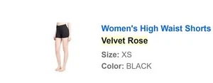 NWT Velvet Rose high waist shorts, black, XS - Picture 1 of 1