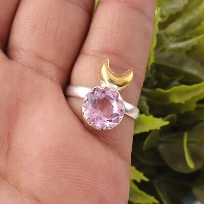 Morganite Gemstone 925 Sterling Silver Ring Handmade Jewelry Ring For Gift - Image 1 of 3