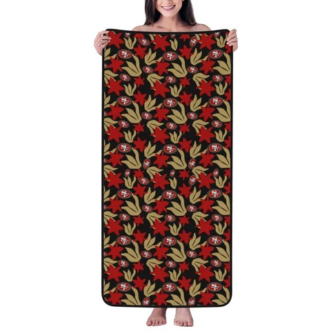 San Francisco 49ers Soft Coral Velvet Bath Towel Soft Travel Bath Towel 27x55in Cover