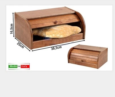 PORTAPANE LEGNO NOCE SCURO CON SERRANDINA IDEA REGALO  10 2022 - Immagine 1 di 2