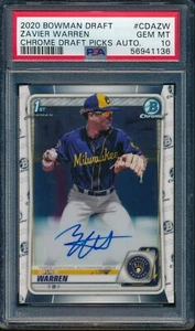 PSA 10 ZAVIER WARREN AUTO 2020 Bowman Chrome Draft Autograph Rookie RC GEM MINT - Picture 1 of 1