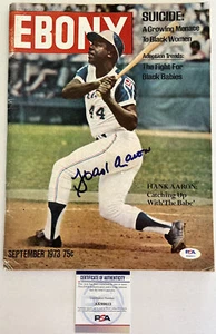 Hank Aaron Signed Ebony Magazine NO Label PSA/DNA,1973,Auto,Braves,(B119) - Picture 1 of 4
