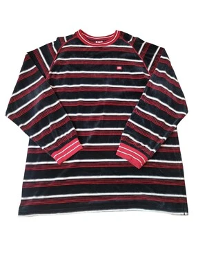 Camisa Ecko Unlt Y2k Hombres XXL Tejida Manga Larga Terciopelo Rayas Roja Negra De Colección Rara Foto 1 de 4