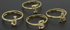 Real 10K Solid Yellow Gold All Initials "A to Z" Ring 1.4gr 8.2mm all sizes. - Picture 1 of 4