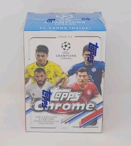 Paquete de 7 tarjetas Blaster Box 2020-21 Topps cromadas UEFA Champions League fútbol - Imagen 1 de 4