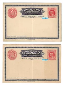 Venezuela: 1912; 2 postal stationery with printer name and not, rare, EBV849 - Picture 1 of 2