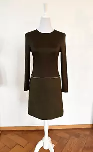 Abito Chanel 1994 cashmere verde scuro elasticizzato tweed catena FR36 XS - Foto 1 di 4