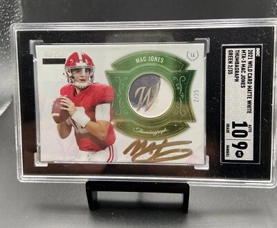 2021 Wild Card Matte White - Mac Jones - auto Thumbagraph 2/35 green SGC 9 - Image 1 of 3