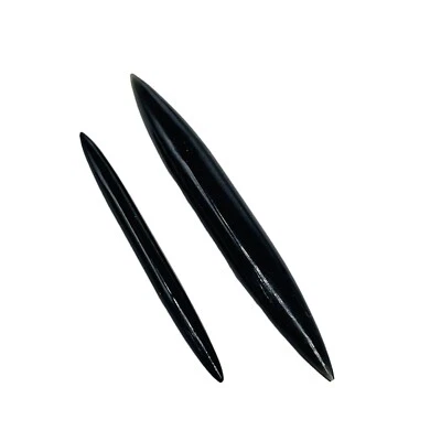 Pinza de colmillo tribalsebique de piedras preciosas de obsidiana negra natural 14 g a 1/2"" y crema Foto 1 de 4