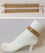 1 Pair Gold Tone Clear Rhinestone Anklets