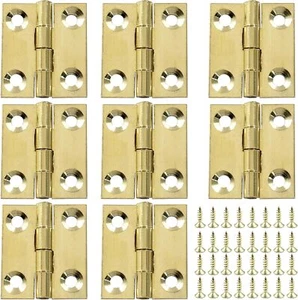 8 Pack 1 Inch Mini Brass Hinges for Cabinet Door Jewelry Wooden Boxes Cupboard - Picture 1 of 3