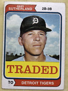 1974 Topps Traded Gary Sutherland Baseball Card #428T Tigers Low-Grade