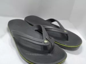 ForParts_Crocs Unisex Crocband Flip Flops, _Graphite/Volt Green_Sz11 Women/9 Men - Picture 1 of 11