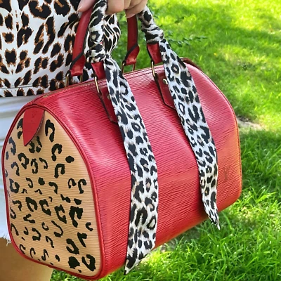Louis Vuitton Speedy 25 Epi Rojo | Vintage | Estampado de leopardo personalizado | Certificado de autenticidad Foto 1 de 4