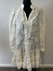 H&M Midi Kleid Midi Lagen cremefarben Langarm Giraffendruck Aufnäher Größe XS Neu ohne Etikett - Bild 1 von 18