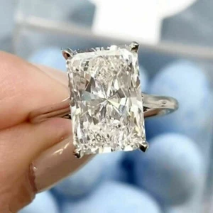 5 Karat Moissanit-Solitär-Verlobungsring mit strahlendem Schliff massiv 14 Karat Weißgold - Bild 1 von 6