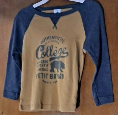 Camiseta Petit Bateau Niños Manga Larga Raglán Logo Talla 4 años Francia Foto 1 de 4