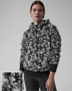 Athleta Damen Gr. M Tugga Teddy Sherpa schwarz Jacquard Hoodie Pullover - Bild 1 von 12