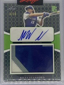2021 LEAF PERFECT GAME GREEN RILEY STANFORD THREE COLOR PATCH AUTO # 3/19
