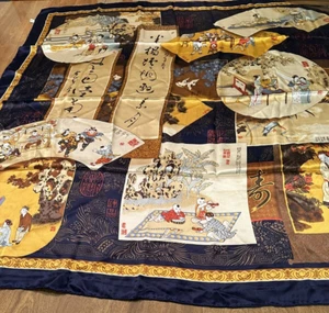 HUALI Scarf 100% SILK Hand Rolled Edge Large Square Shawl MOTHERS & CHILDREN - Picture 1 of 12
