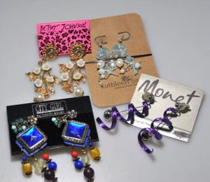Betsey Johnson Avon city girl Pierced Earrings LOT dangle post blue Spring - Picture 1 of 11