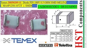 10X Temex DH50209-11 Diode PIN 100V 0.5 OHM SMD MELF-Q  Ceramic  SMD4  UWAVE0805 - Bild 1 von 4