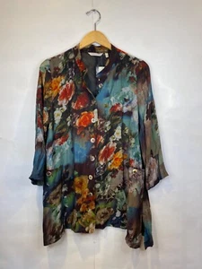 Soft Surroundings Size Large Heavenly Soft Tranquil Garden Floral Shirt Buttons - Picture 1 of 5