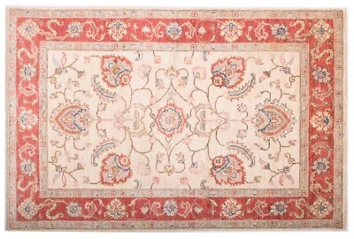 Alfombra Afghan Ferahan Ziegler 100x150 Anudada a Mano Beige Patrón Floral Foto 1 de 4