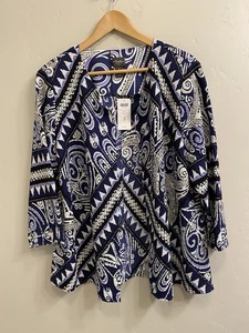 Chico's Travelers neu mit Etikett Größe 3 (Large) marineblaue zerkleinerte Jacke mit Rollstreifen 129 $ - Bild 1 von 18