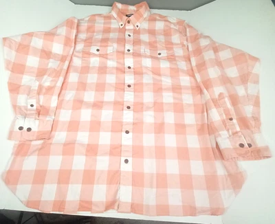 Camisa masculina Lands' End 2XL T - 18-18 1/2 ajuste tradicional botão xadrez branco pêssego - Imagem 1 de 4