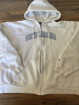 UNC Tar Heels VTG 90s Hoodie Women’s Full Zip White XL Champion Spell Out - Image 1 of 4