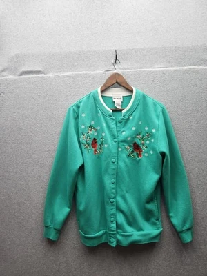 Cárdigan de Colección Bon Worth Para Mujer Verde Bordado Cardenal Polar Frontal a Presión Talla Foto 1 de 4