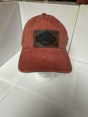 Harley Davidson 皮革布贴帽可调节中性棒球帽 - 柔软面料 — 第 1/4 张图片