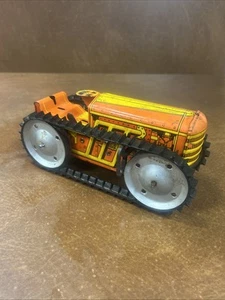 Vintage Marx Tin Litho Bulldozer Wind-up Toy Orange Tested & WORKS! - Picture 1 of 14