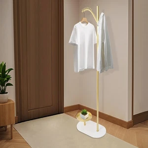 Clothes Rack With Marble Base Standing Clothes Coat Rack With 8 Hooks Sturdy - Picture 1 of 13