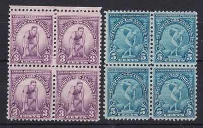 USA622) USA 1932 Olympics set of 2 Scott 718-19 Blocks of 4, lower units MUH, - image 1 of 2