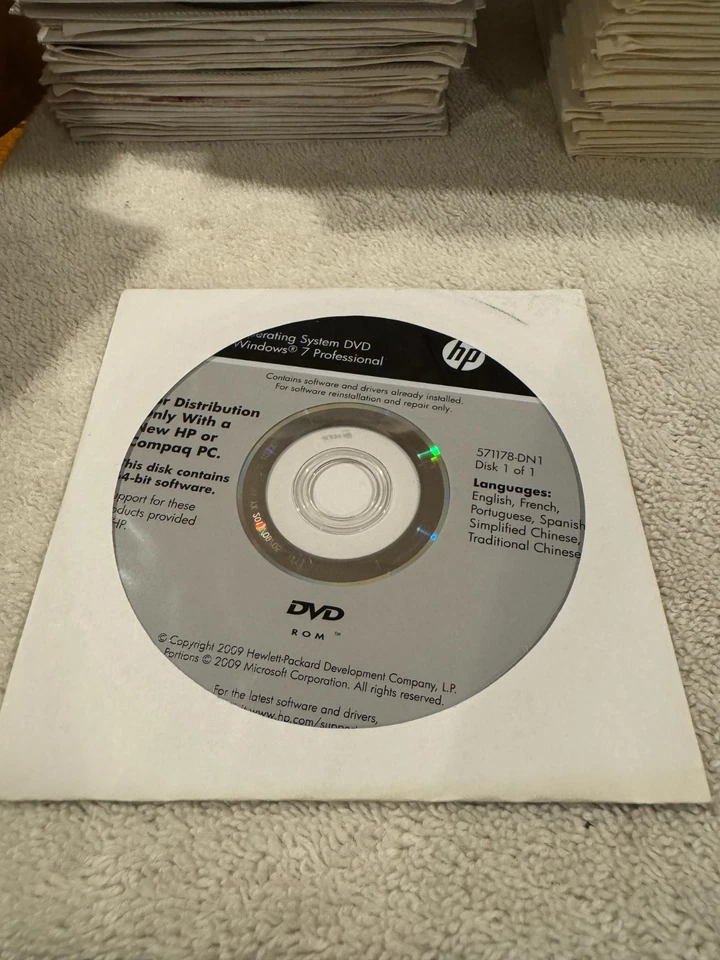 HP Driver Recovery Windows 7 Professional 64bit DVD - VERY GOOD CONDITION!!! - Image 1 of 1