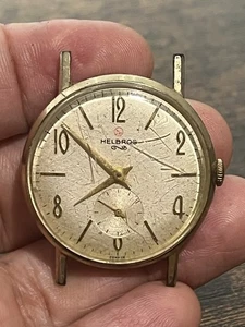 Vtg Helbros Men’s Watch Manual Wind 7 Jewels Gold tone 33mm France Collectible - Picture 1 of 8