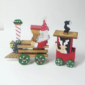 Tren de Navidad Schmid Emgee Papá Noel 2 piezas madera vintage - Imagen 1 de 9