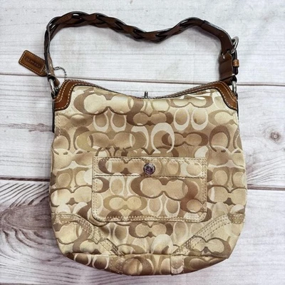 Bolso Hobo Chelsea Cuadrado Coach Marrón Beige Firma #10990 Y2K Vintage Cartera Foto 1 de 4