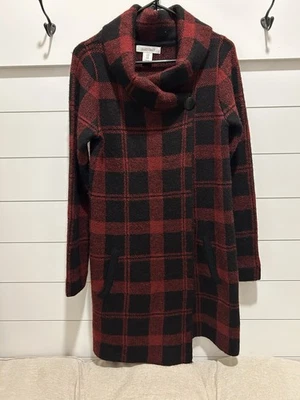 Vestido Suéter Ellen Tracy Cuadros Búfalo M Vacaciones Invierno Bolsillos Estilo Envolvente Acogedor Foto 1 de 4