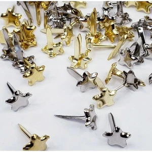 Mini Star Brads Gold Silver 50 Stars Paper Art Cards Junk Journal Embellishments - Picture 1 of 4