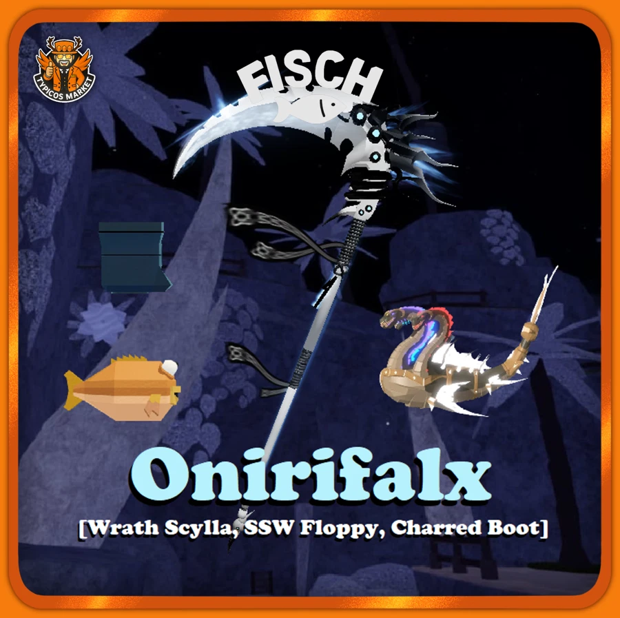 ROBLOX [FISCH] - Onirifalx Rod [Complete Bundle: Wrath Scylla SSW Floppy Charred Boots]