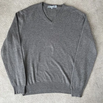 Neiman Marcus Sweater Mens XL 100% Cashmere V-Neck Taupe Soft Quiet Luxury - Image 1 of 4