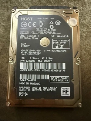 Hitachi HGST Apple 1TB 2.5" Hard Disk Drive HTS541010A9E662 - Image 1 of 4