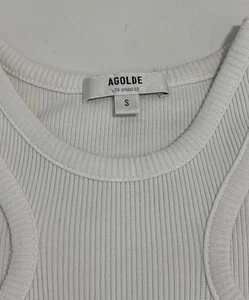 Canotta donna AGOLDE costine collo alto bianca elasticizzata L3317 taglia small - Foto 1 di 10